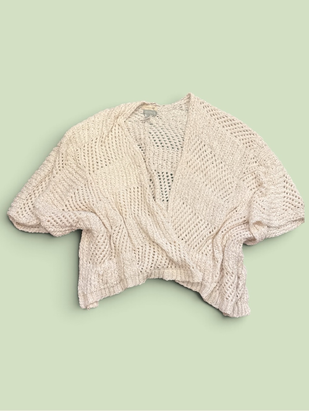 Demdaco Cream Open Weave Short Cardigan